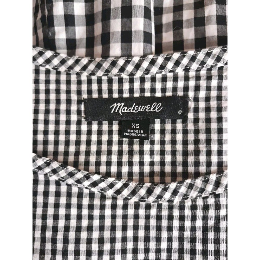 Madewell Sz XS Sleeveless Tie Back Cotton Drop Waist Babydoll Gingham Dress - Picture 6 of 13